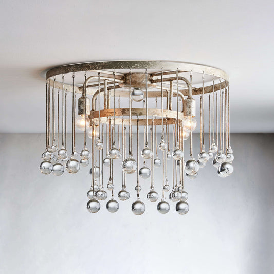 Cascade Halo Brass Droplet Flush Mount