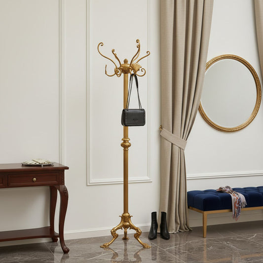 Baroque Brass Freestanding Coat Rack