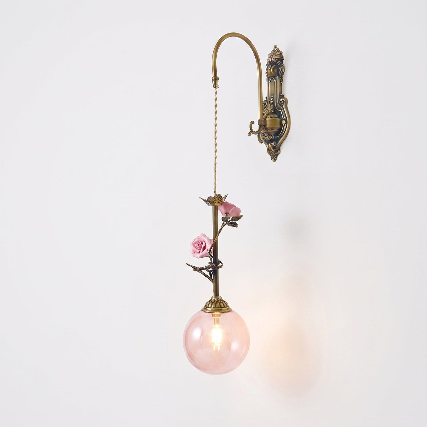 Evelyn Glass Rose Wall Sconce