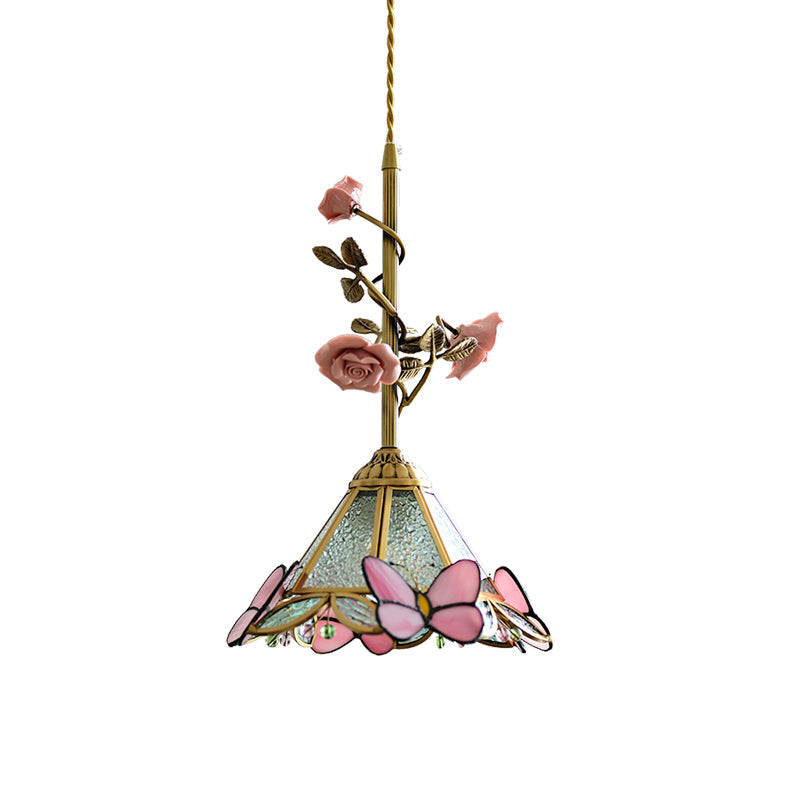 Lalique Rose Glass Pendant Lamp