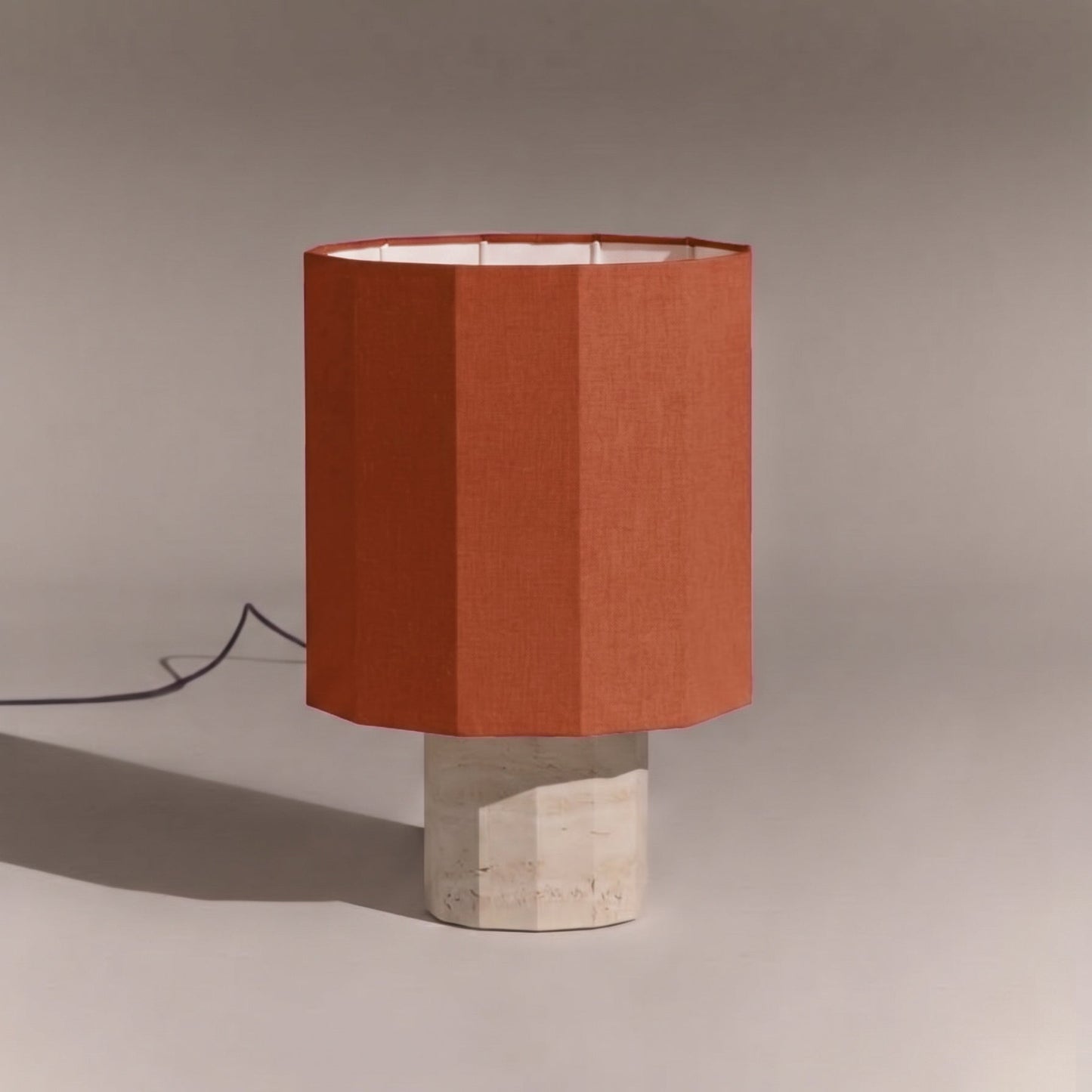 Roma Dodecagon Travertine Table Lamp