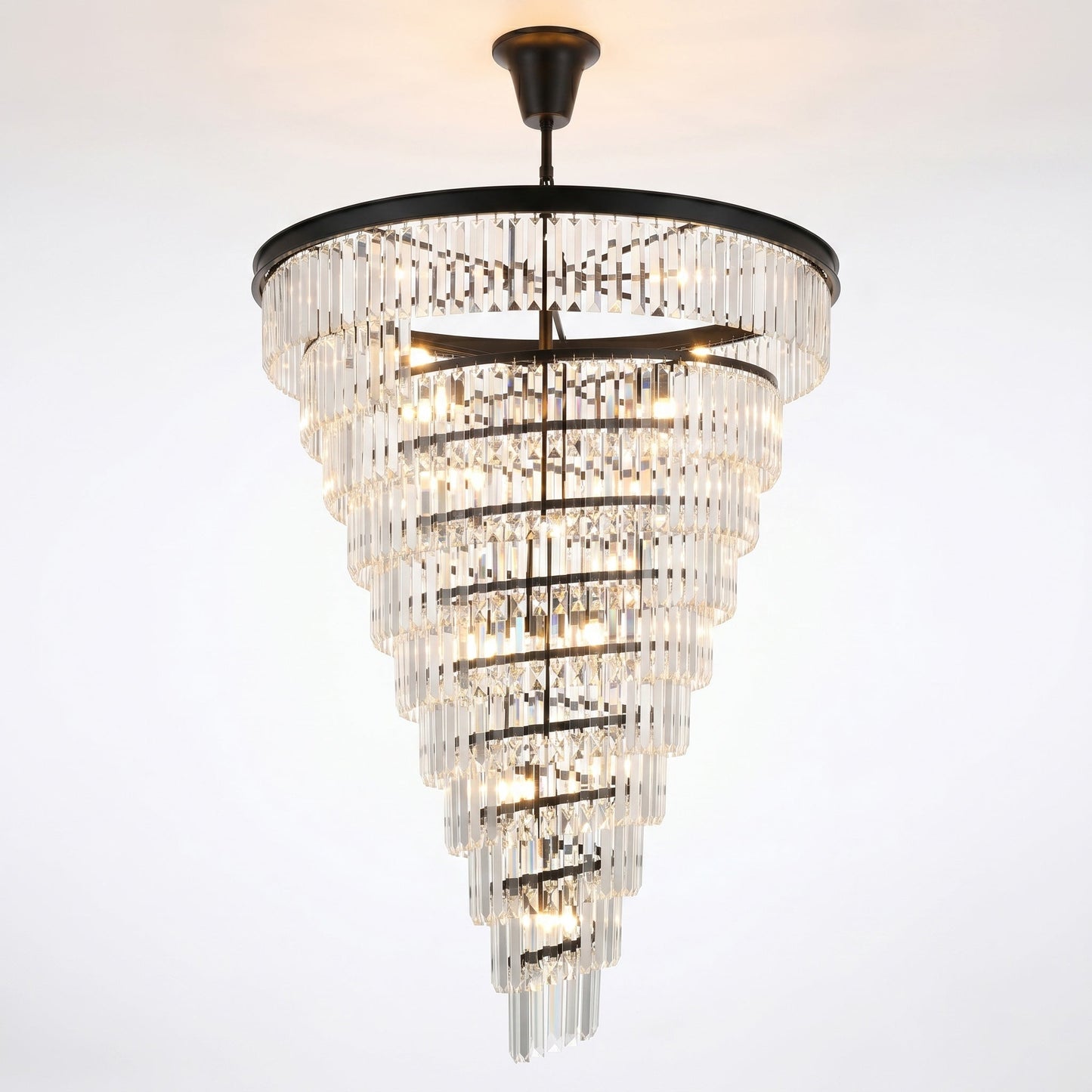Spiral Tiered Layered Crystal Chandelier