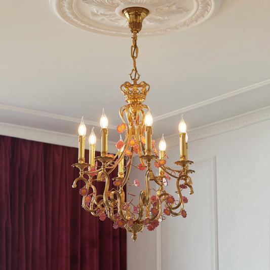 French Tole Floral Chandelier