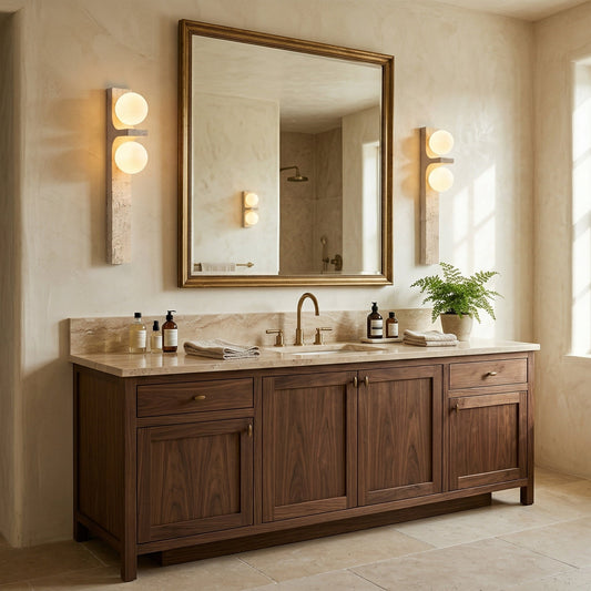 Asymmetrical Travertine Wall Sconce