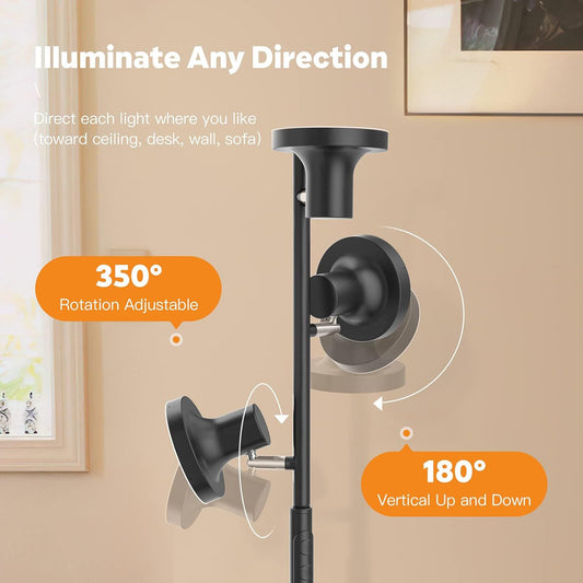 Living Room Bedroom Study Workbench Adjustable Floor Lamp LED Remote Control Rotatable