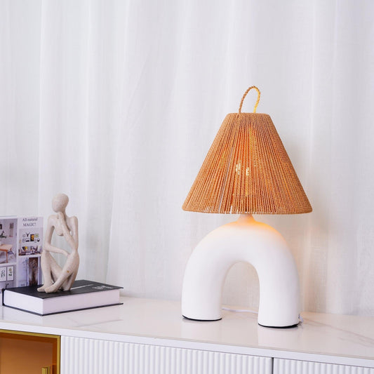Arched Ceramic & Rope Table Lamp
