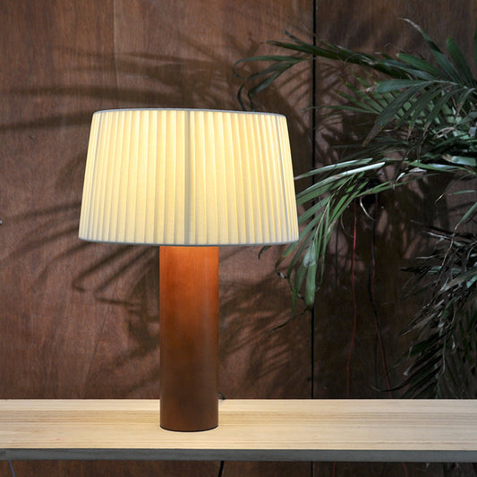 Korean Pleated Shade Wooden Table Lamp