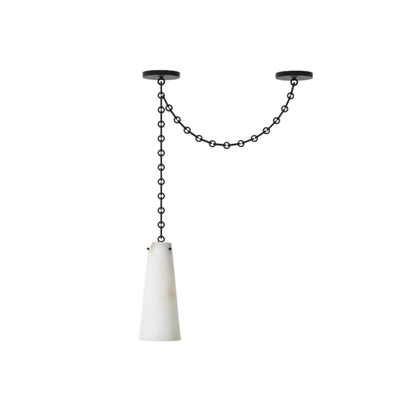 Industrial Cascade Chain Alabaster Chandelier