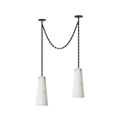 Industrial Cascade Chain Alabaster Chandelier