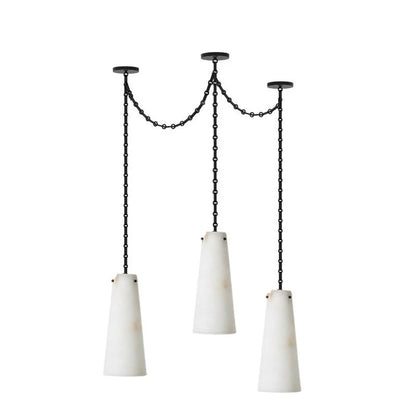 Industrial Cascade Chain Alabaster Chandelier