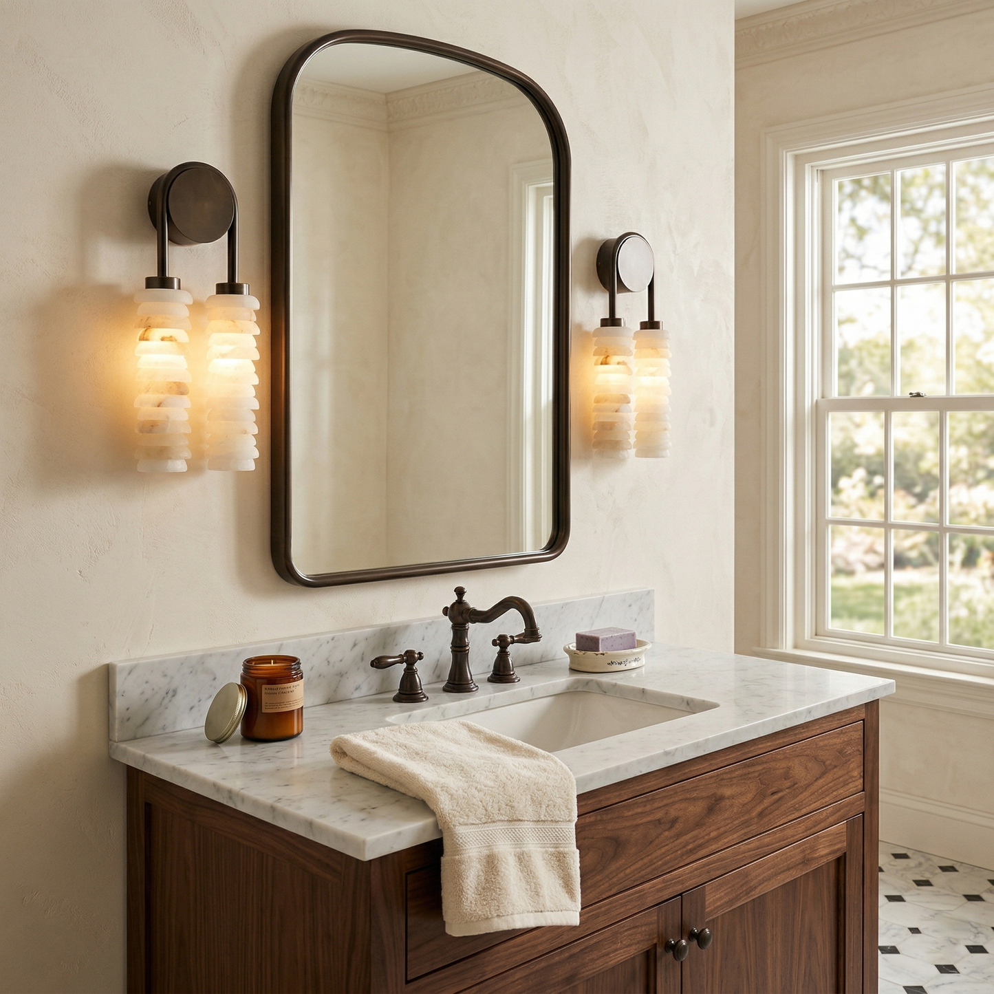 Payson Double Alabaster Wall Lamp