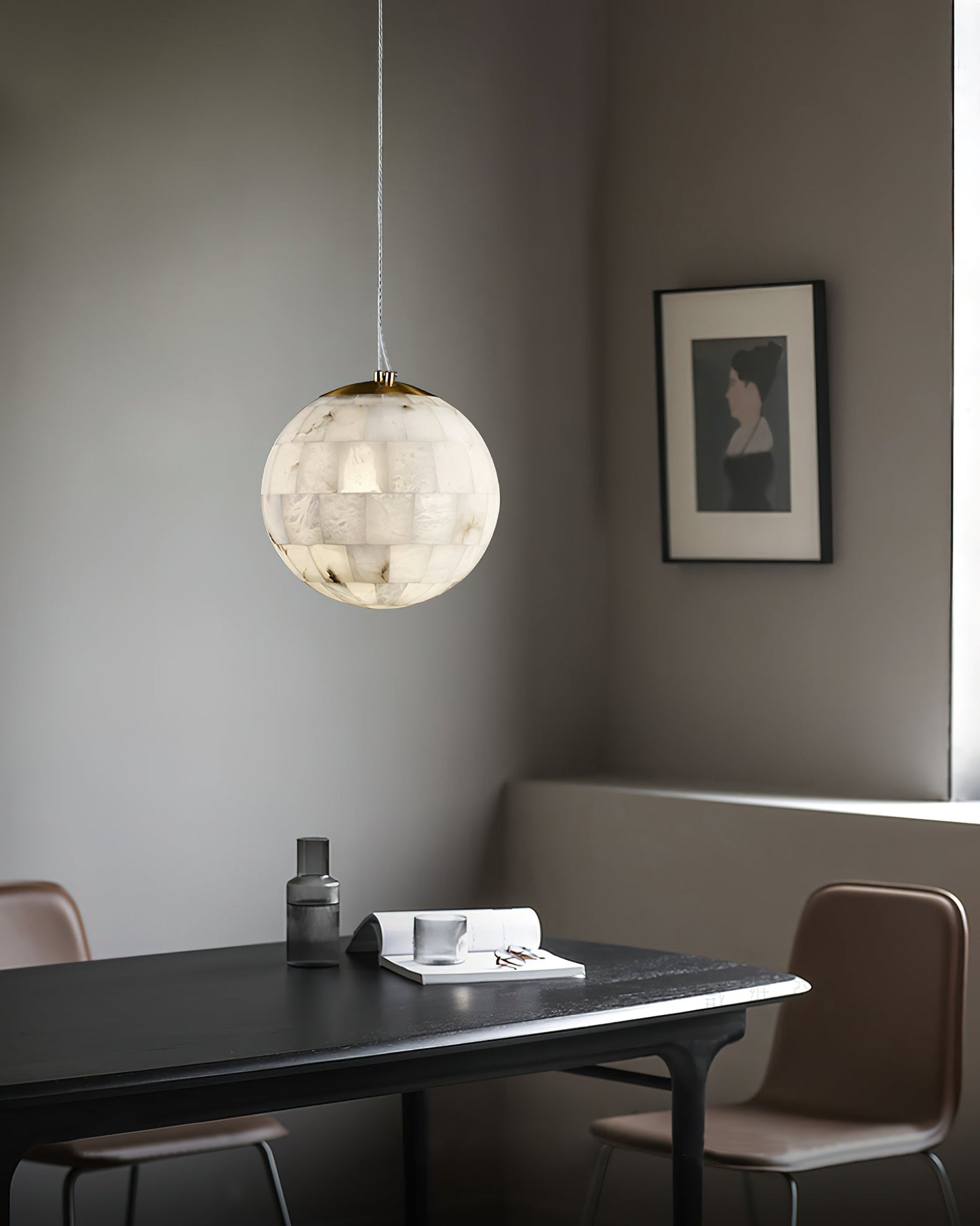 Alabaster Ball Alabaster Pendant Light