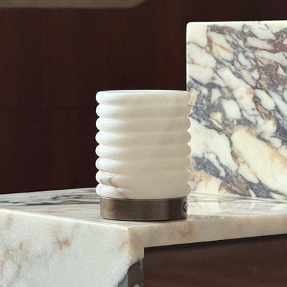Alabaster Striped Table Lamp (Built-in Battery)
