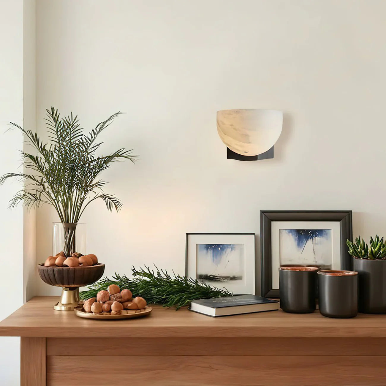 Ando Brass Alabaster Sconce