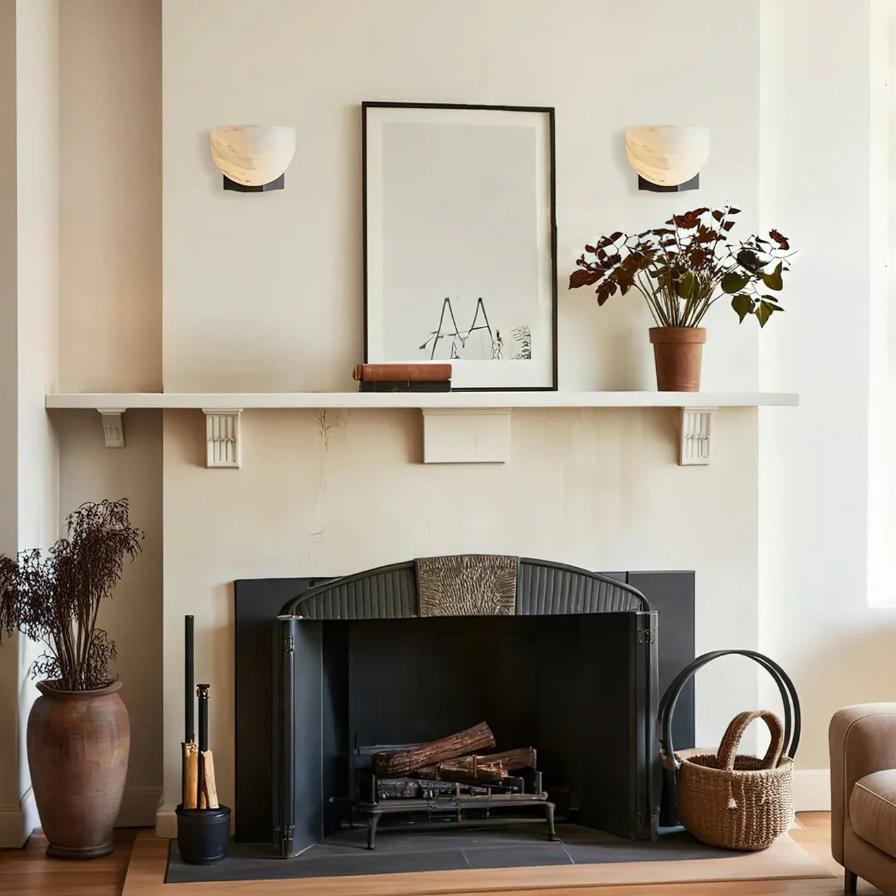 Ando Brass Alabaster Sconce