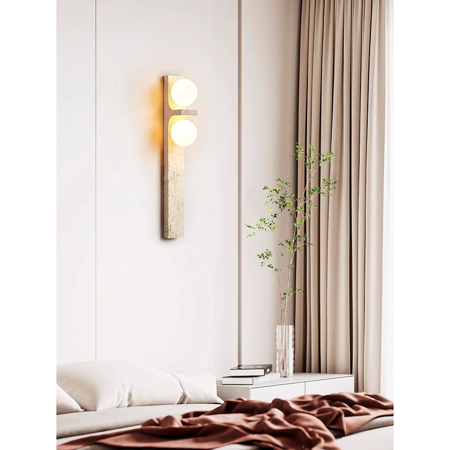 Asymmetrical Travertine Wall Sconce