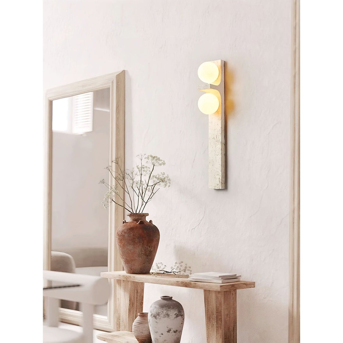 Asymmetrical Travertine Wall Sconce