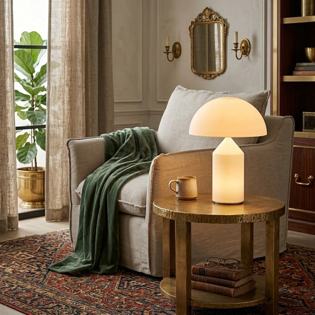 Mushroom Dome Glass Table Lamp