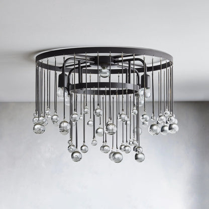 Cascade Halo Brass Droplet Flush Mount