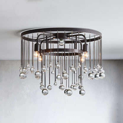 Cascade Halo Brass Droplet Flush Mount