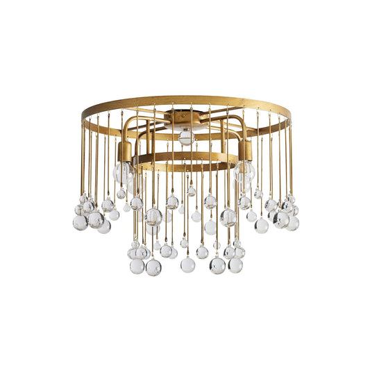 Cascade Halo Brass Droplet Flush Mount