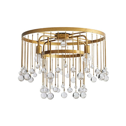 Cascade Halo Brass Droplet Flush Mount