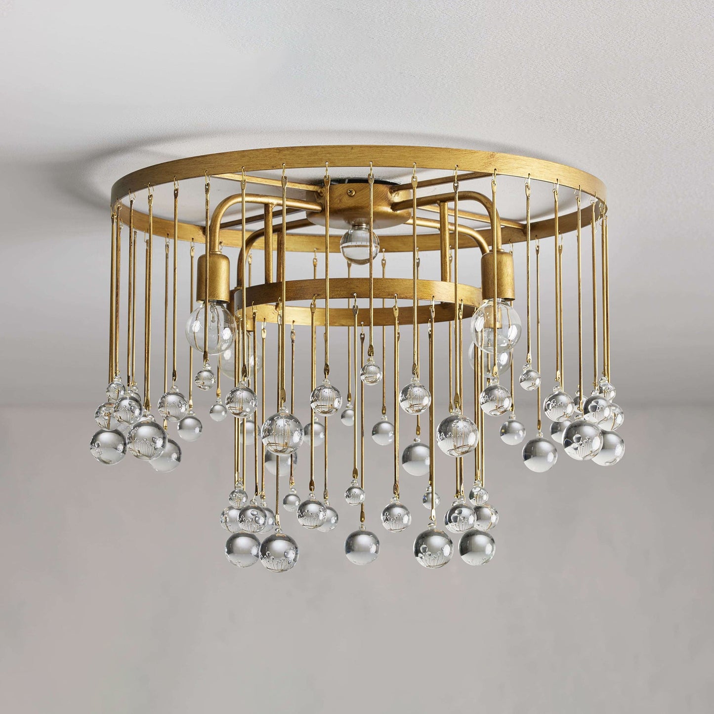 Cascade Halo Brass Droplet Flush Mount