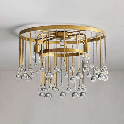 Cascade Halo Brass Droplet Flush Mount