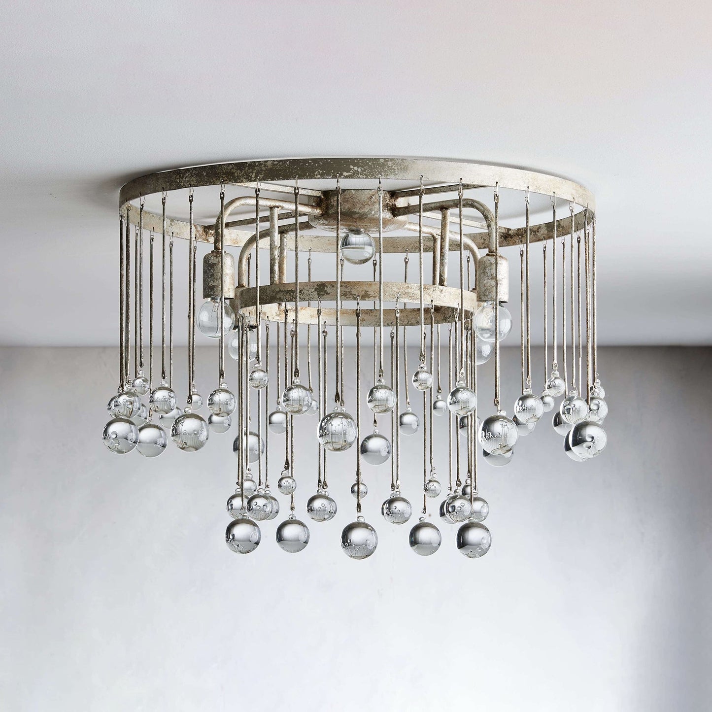 Cascade Halo Brass Droplet Flush Mount
