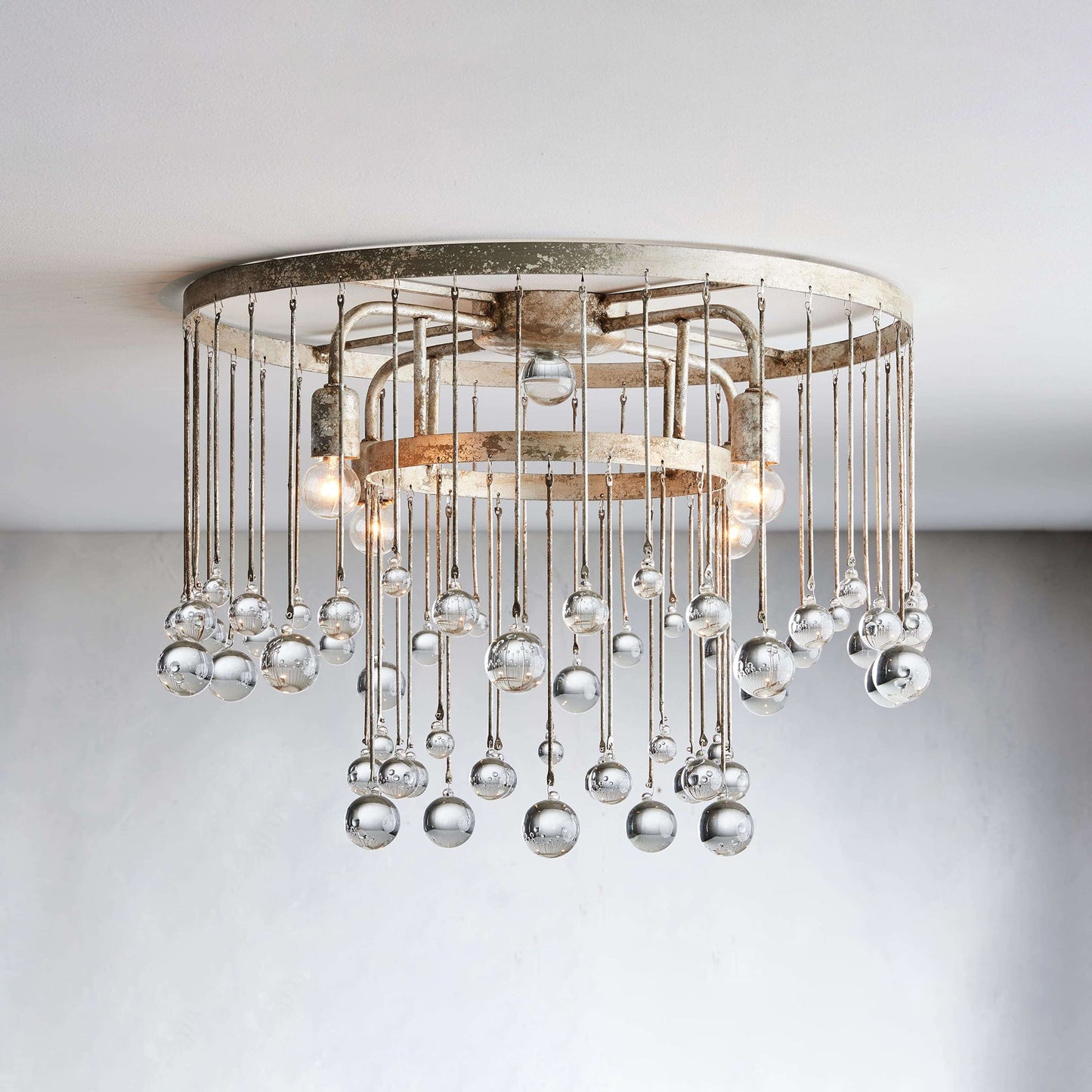 Cascade Halo Brass Droplet Flush Mount
