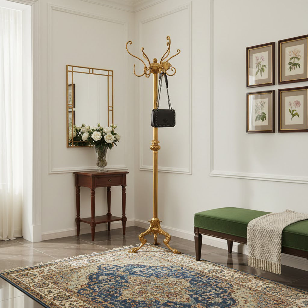 Baroque Brass Freestanding Coat Rack
