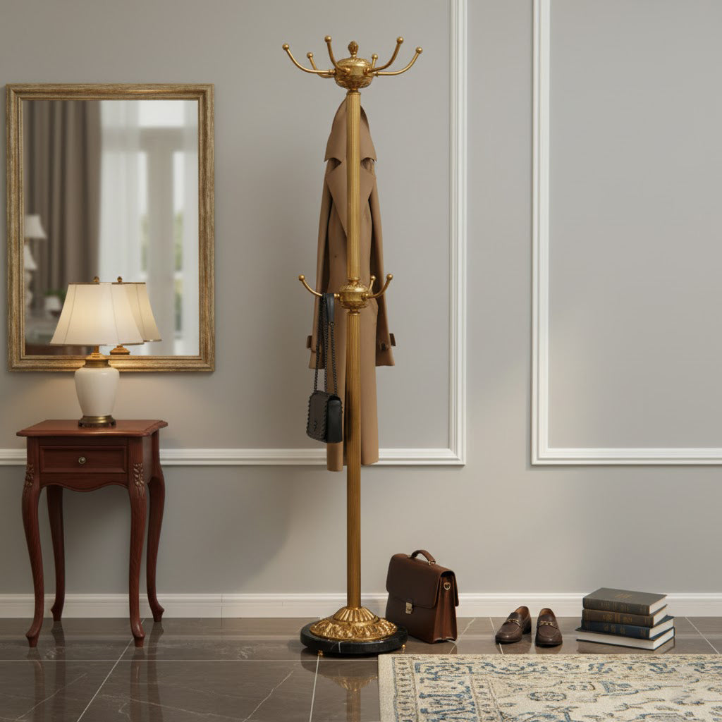Baroque Brass Freestanding Coat Rack