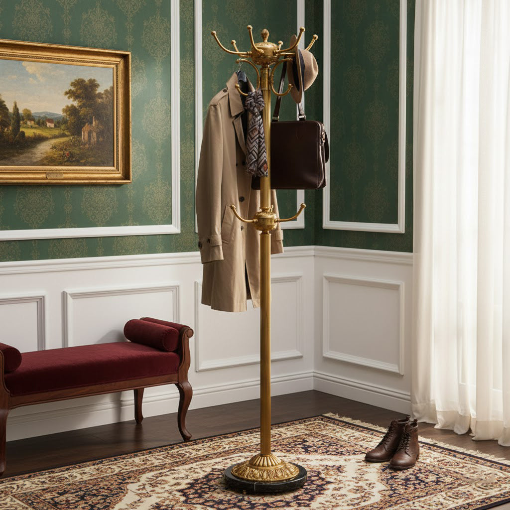 Baroque Brass Freestanding Coat Rack