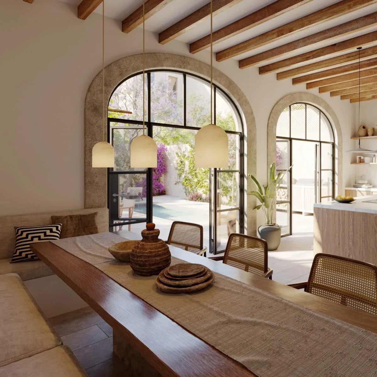 Belfry Arm Alabaster Pendant Lamp