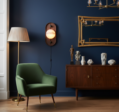 Bezel Alabaster Plug-in Wall Lamp