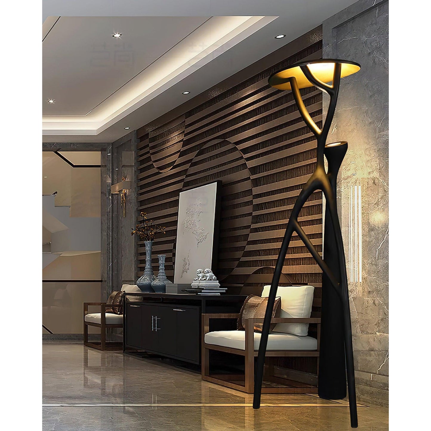 Black Sculpture Floor Lamp
