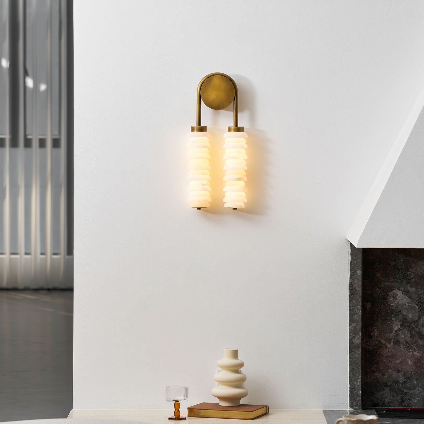 Payson Double Alabaster Wall Lamp