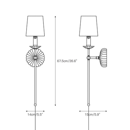 Fluted-Rosette Plug-in Wall Sconce