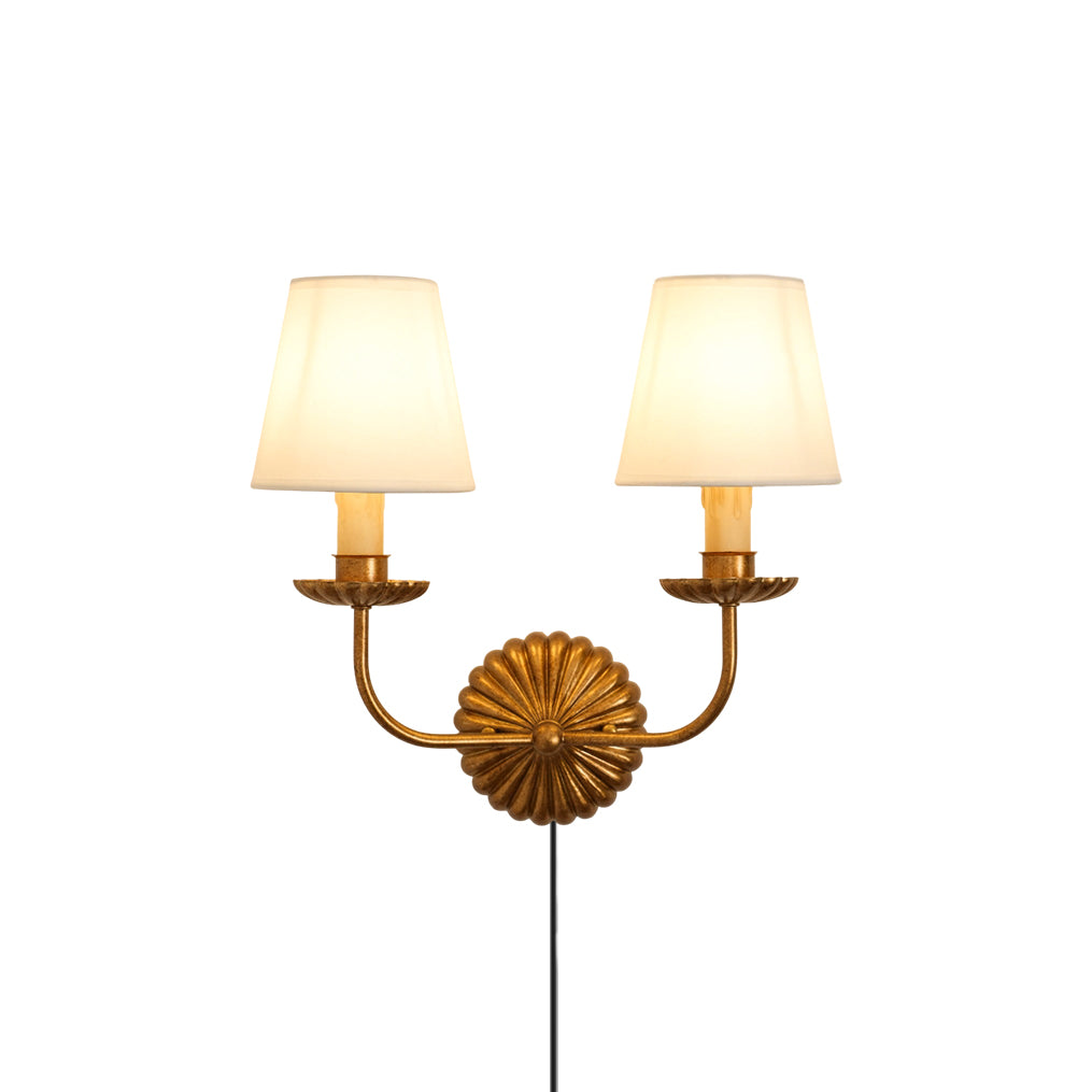 Fluted-Rosette Plug-in Wall Sconce