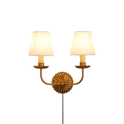 Fluted-Rosette Plug-in Wall Sconce