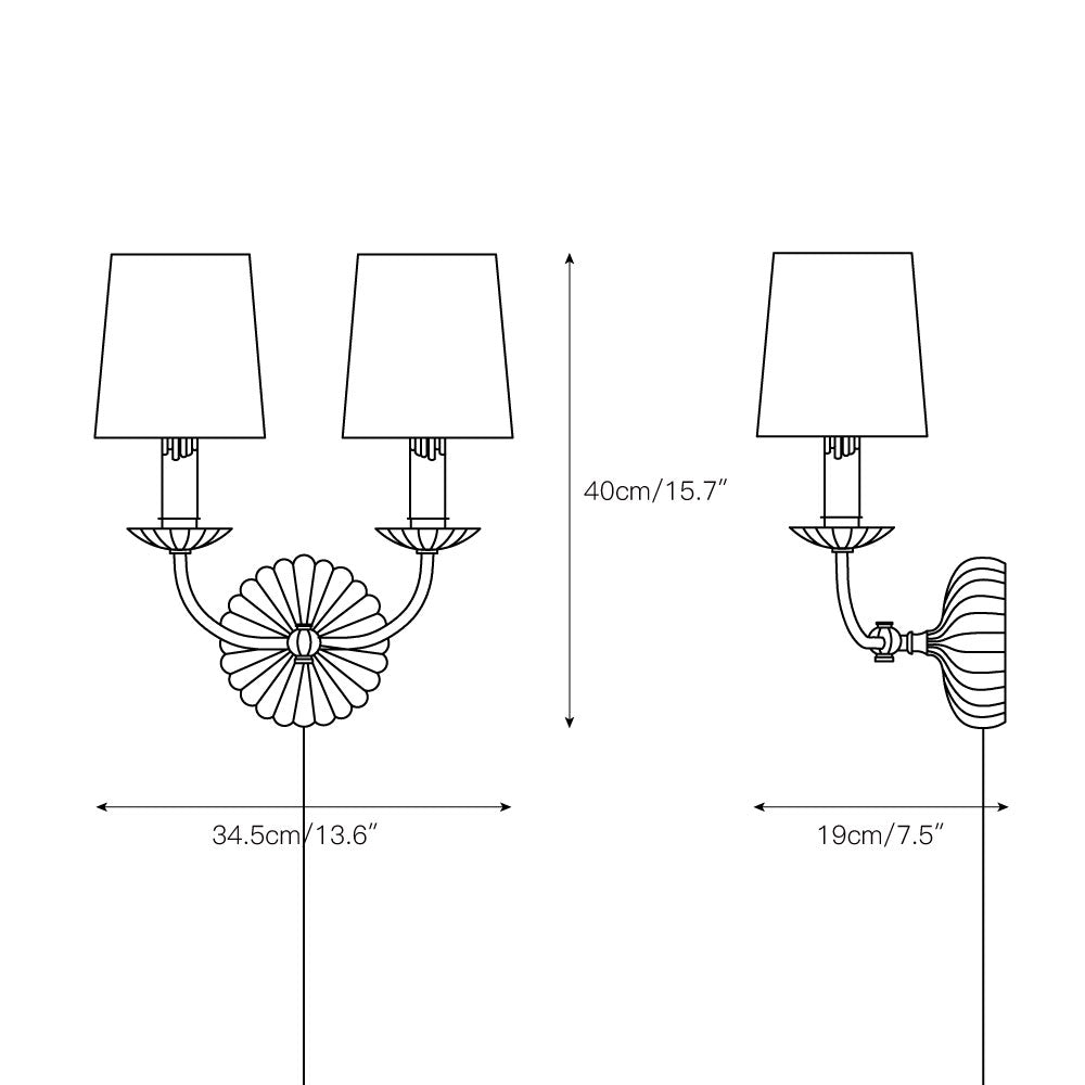 Fluted-Rosette Plug-in Wall Sconce