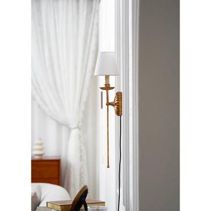Fluted-Rosette Plug-in Wall Sconce