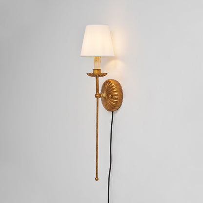 Fluted-Rosette Plug-in Wall Sconce