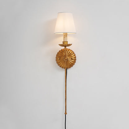 Fluted-Rosette Plug-in Wall Sconce