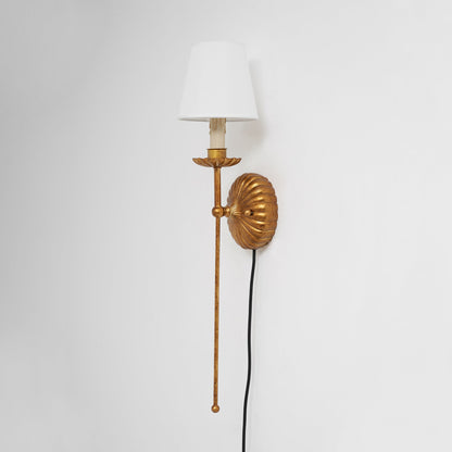 Fluted-Rosette Plug-in Wall Sconce