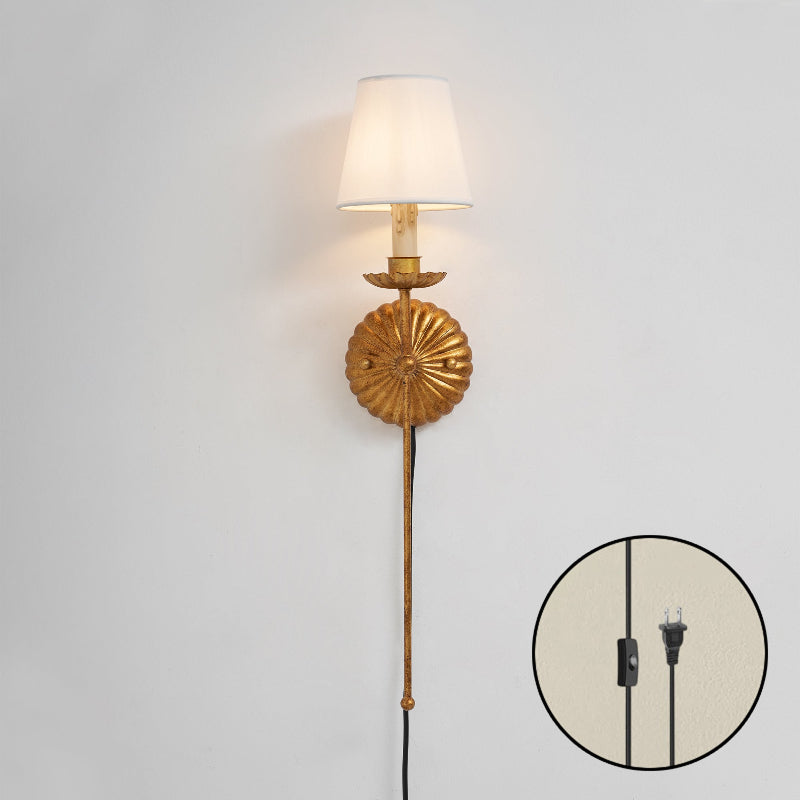 Fluted-Rosette Plug-in Wall Sconce