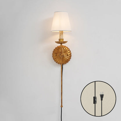 Fluted-Rosette Plug-in Wall Sconce
