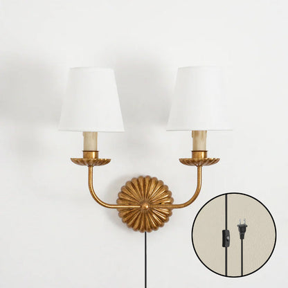 Fluted-Rosette Plug-in Wall Sconce
