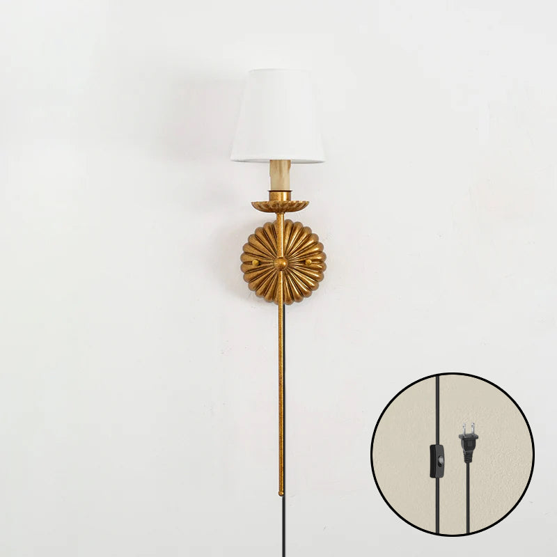 Fluted-Rosette Plug-in Wall Sconce