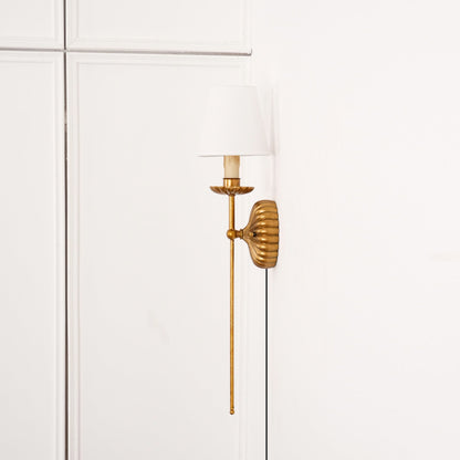 Fluted-Rosette Plug-in Wall Sconce
